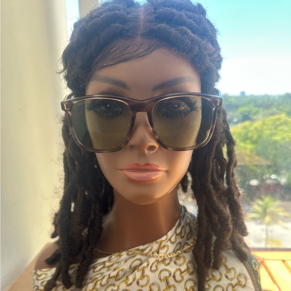 💯- Gucci New Authentic GG1041S 004 Brown Sunglasses with Green Lenses